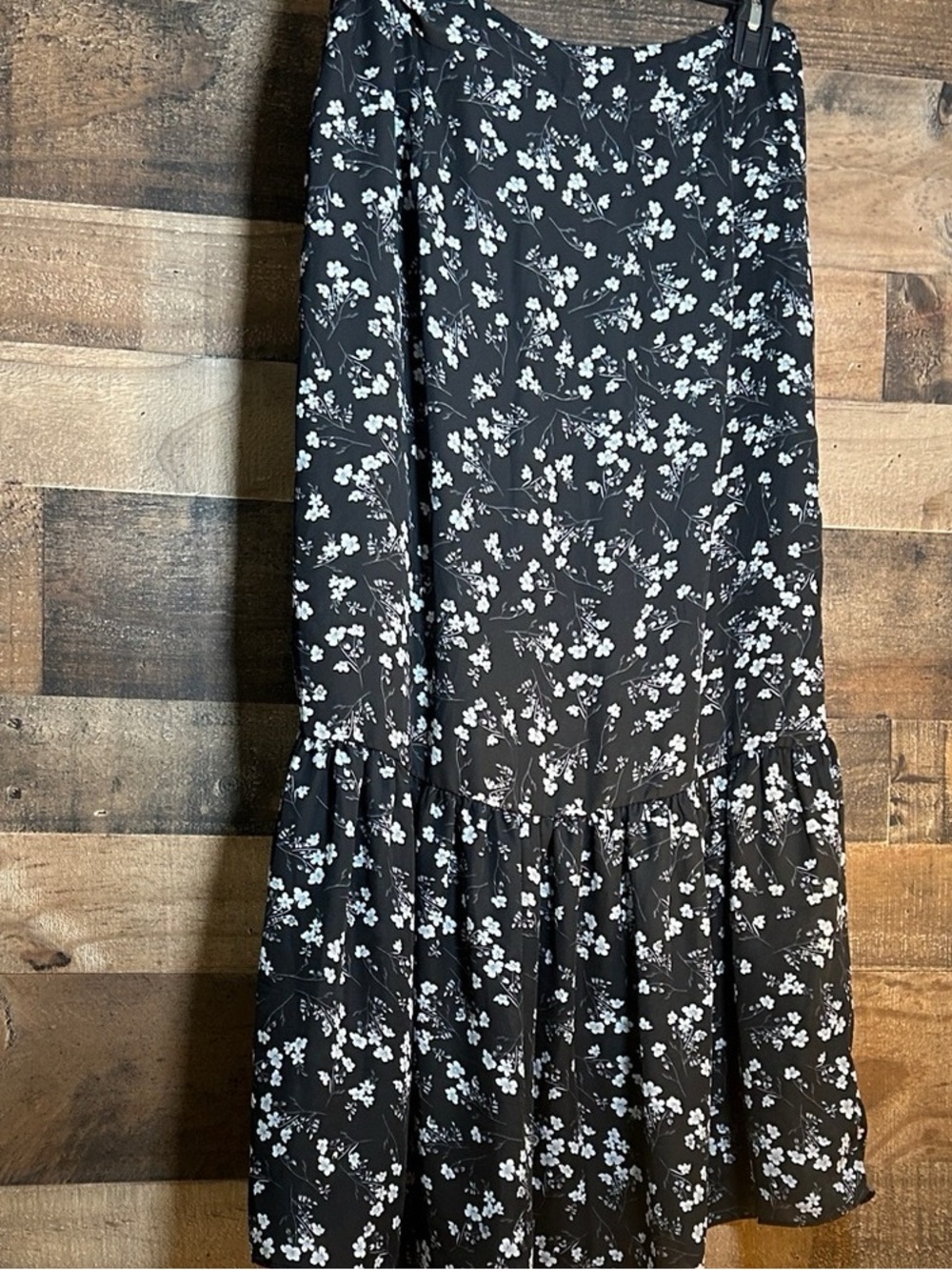 Sugarlips Black and White Floral Asymmetrical Tiered Skirt